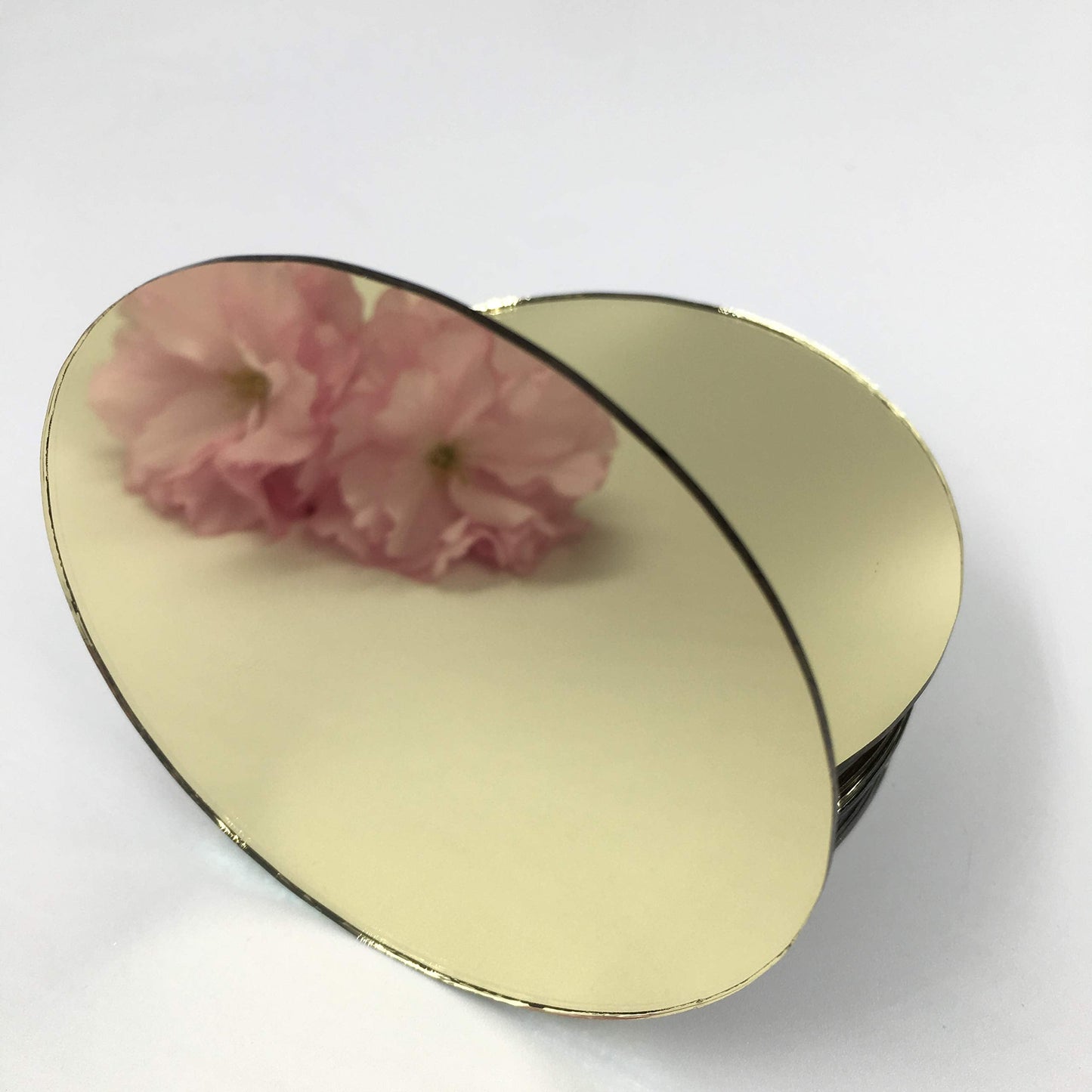 4" Round Mirror Tiles Gold Coated Craft Mirrors Bulk 20 Pieces for Artcraft Home Mosaic Decoration (Gold, Dia 4'')