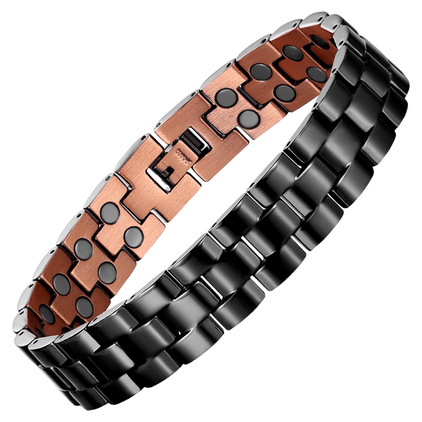 MagEnergy Copper Magnetic Bracelet for Men, 99.9% Pure Copper Bracelet with Double-Row Strength Magnets, Adjustable Jewelry with Sizing Tool