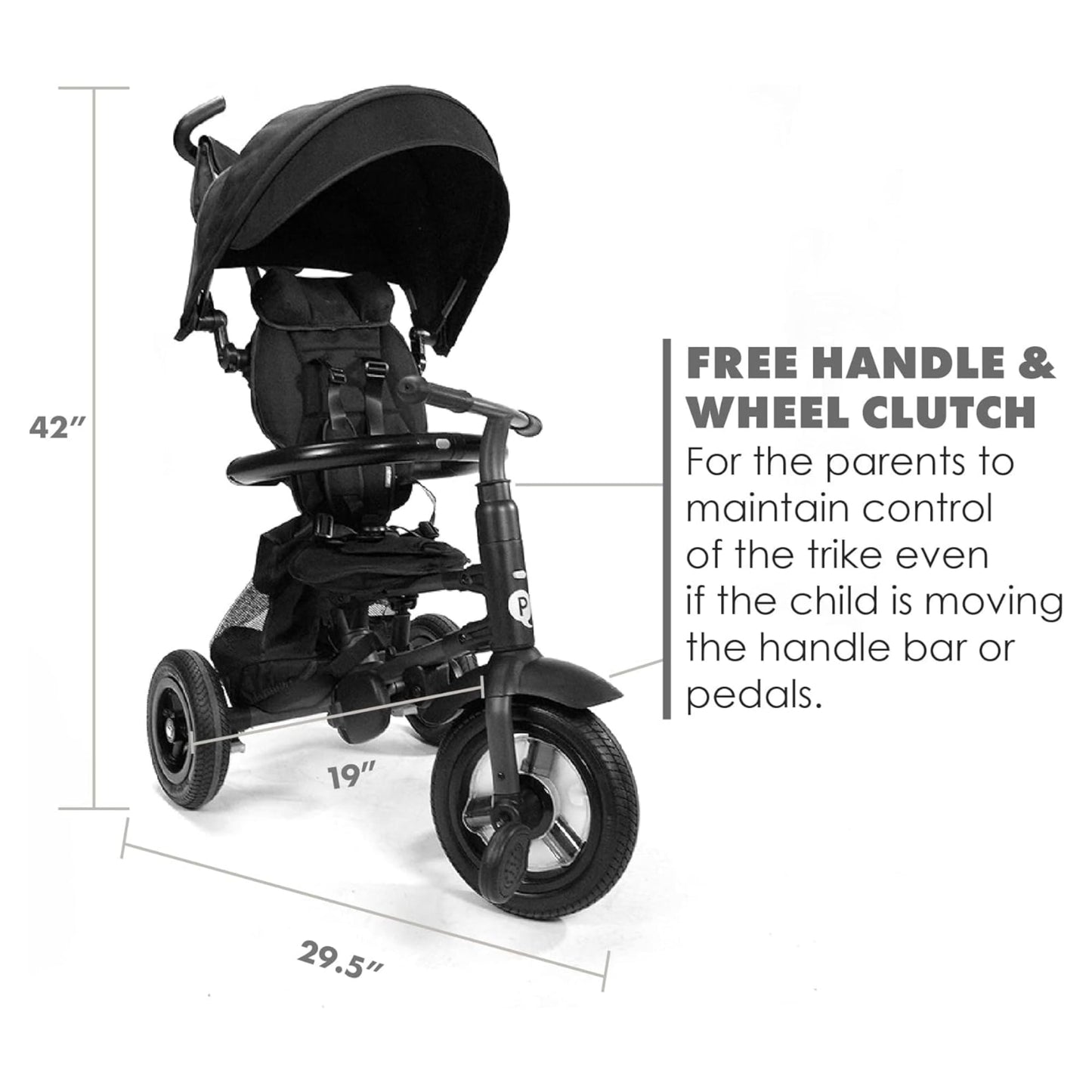 QPlay Rito - Premium Luxury Foldable Trike for Toddlers Featuring Leather touchpoints, Toddler Tricycle Stroller, Push & Fold Tricycle for Ages 12 Months to 5 Years, Midnight Edition