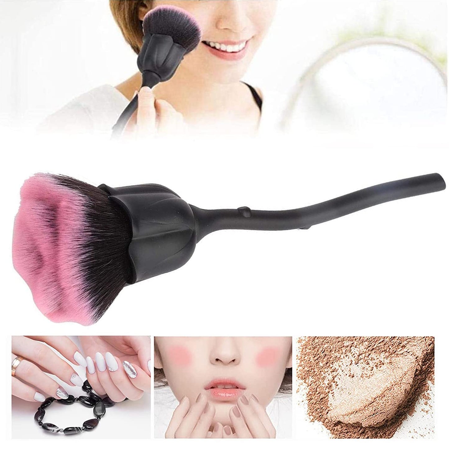 DANNEASY 2pcs Nail Dust Brush Rose Nail Brushes for Cleaning Dust Nail Powder Brush Nail Duster Makeup Blush Brush Acrylic Nail Art Brushes Nail Tools Kit