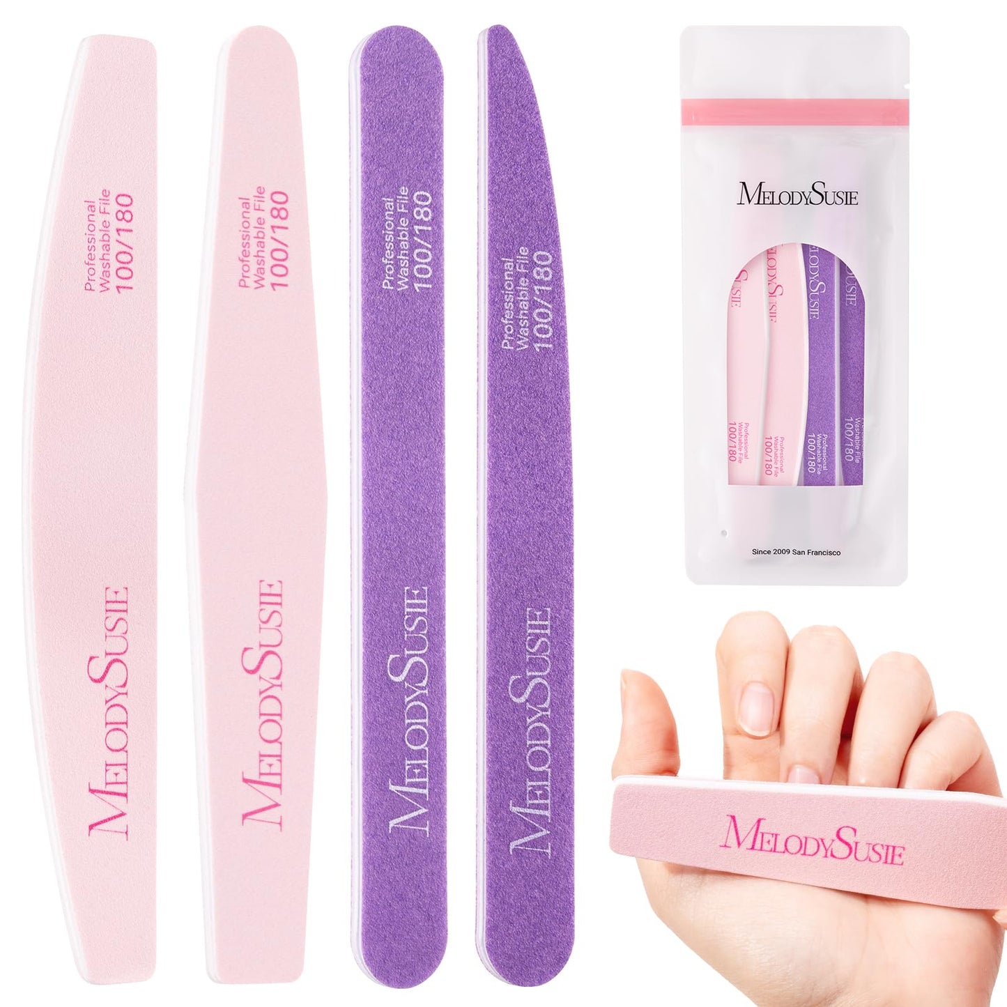 MelodySusie Nail Stamper Kit and 4Pcs Double Sided 100/180 Grit Nail Files