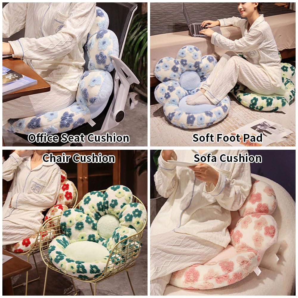 Gujuja Flower Chair Cushion with Backrest Comfortable Office Chair Pad Student Dormitory Seat Cushion for Sedentary Group Home Decor