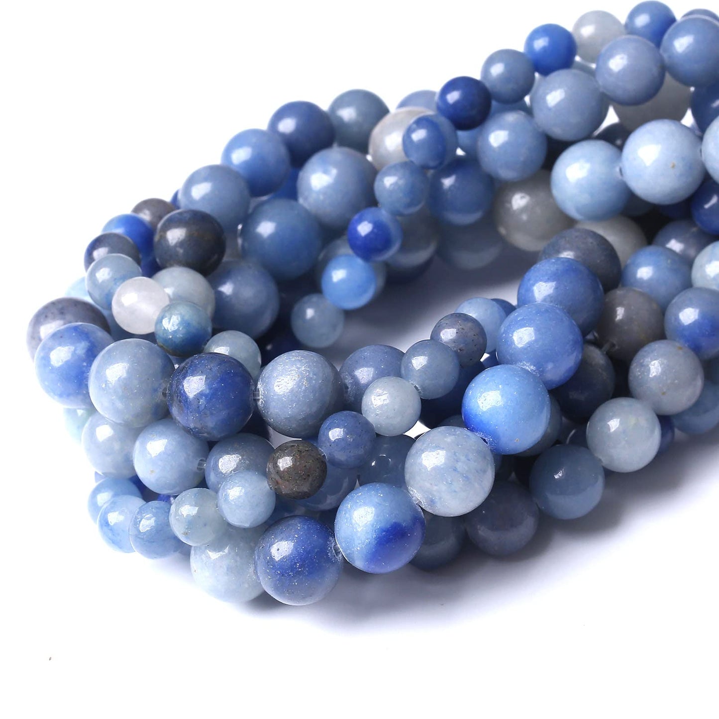 60PCS 6MM Natural Blue Aventurine Beads Round Loose Stone Beads for Jewelry Making DIY Energy Stone Healing Power Bracelet 15"