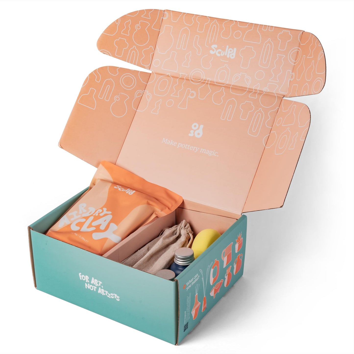 Sculpd - The Original Pottery Kit for Adults - Air Dry Clay for Adults, Tools, Varnish, Brushes, Mother's Day Activities, Arts & Crafts Set, Gloss Varnish