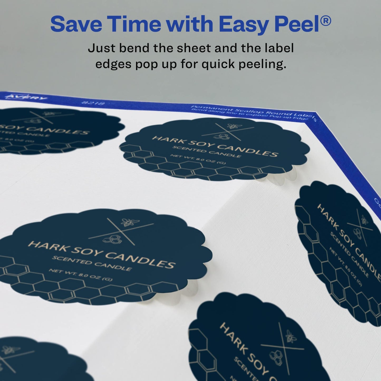 Avery Scallop 2.5 Inch Round Labels with Sure Feed for Laser & Inkjet Printers, 90 White Labels (8218)