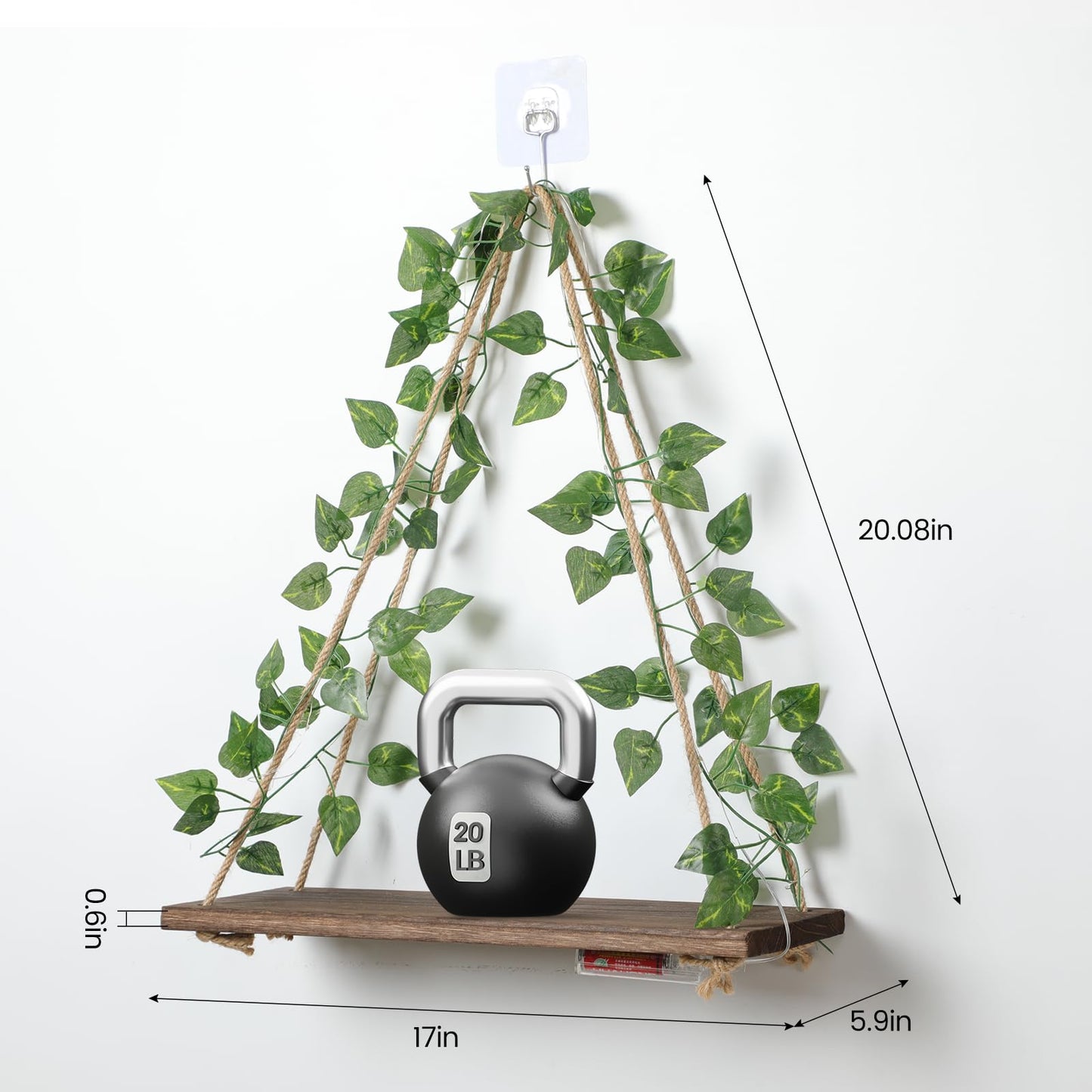 EXIN DECHEN Floating Shelves for Wall No Drilling,Wall Shelves,Hanging Shelf,Leaves and Light Strip with Flower,Set of 2 Plant Decor for Home Livingroom Bedroom,Led Room Decor Aesthetic,Gift