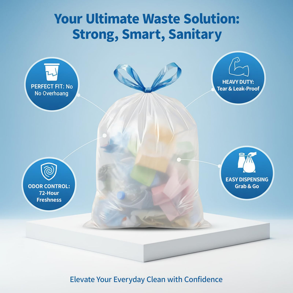 1.2 Gallon Mini Trash Bags Drawstring (120 Count)