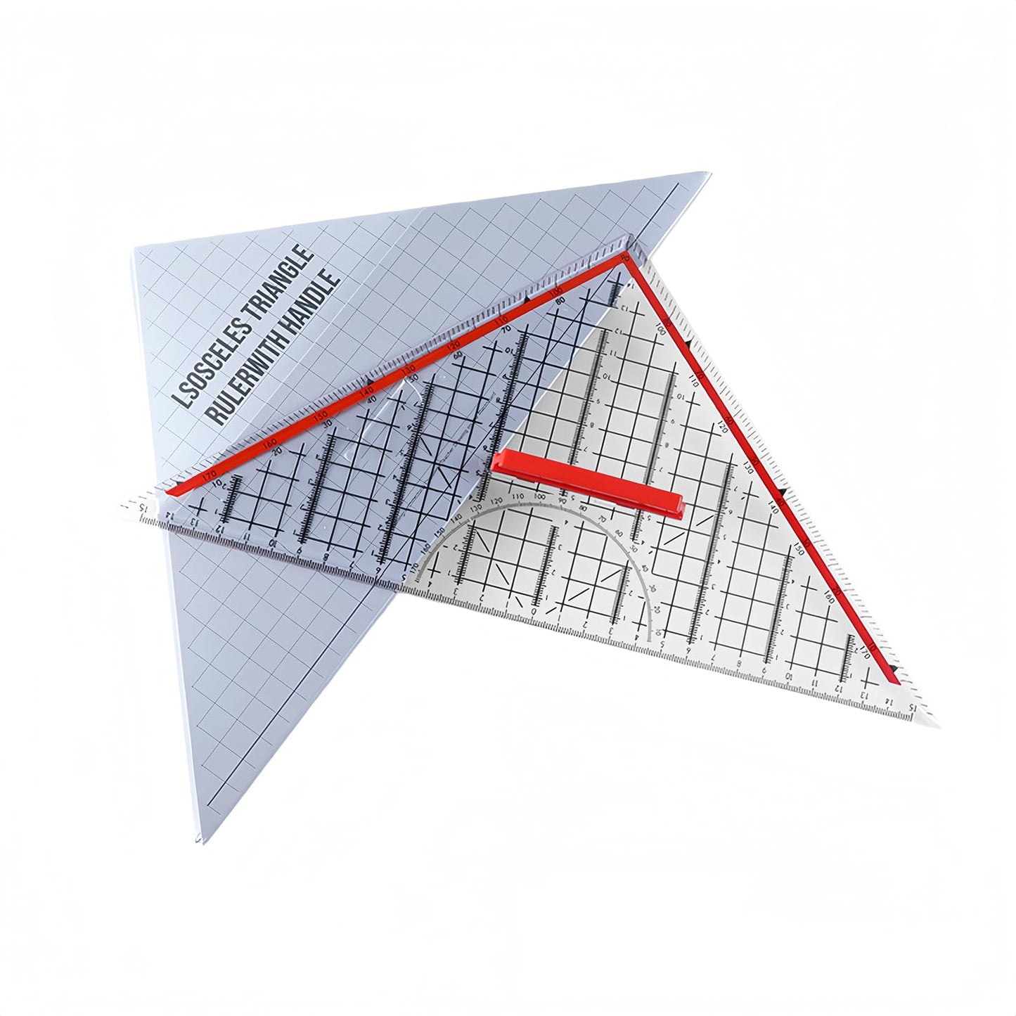 Multifunctional Triangular Ruler with Removable Handle and Transparent Design, Clear Measurement Markings,Protractor Geometry Stationery Tool for Architects Engineers Stud Precision Drafting