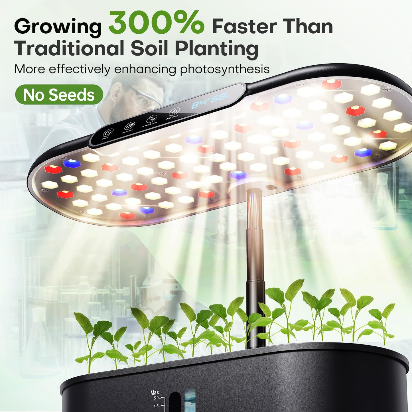 Ahopegarden Hydroponics Growing System kit: 12 Pods Indoor Herb Garden with Smart Environmental Detection - Full Spectrum LED Grow Light for Growing Vegetables，Herbs and Lettuce - Home Gardening