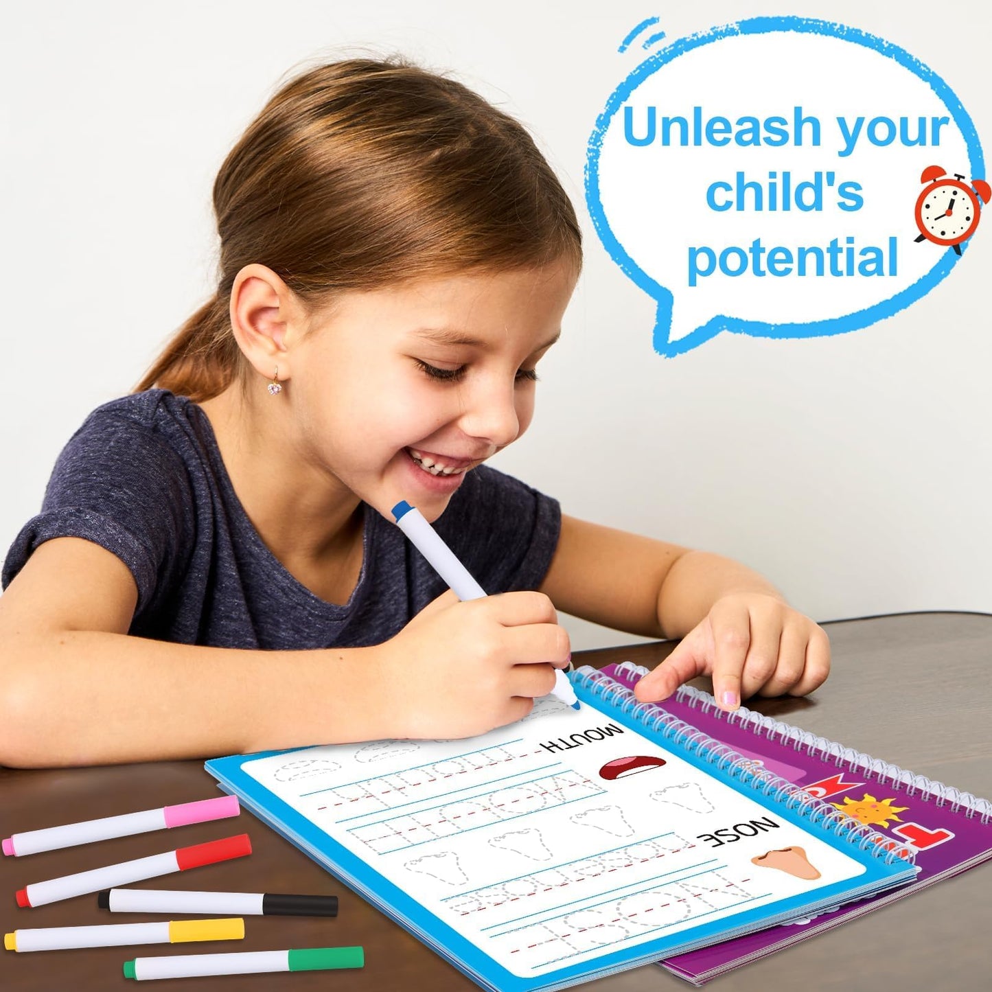 gisgfim Preschool Learning Activities 96 Pages Tracing Books for Kids Ages 3-5 Kindergarten Workbooks Dry Erase Autism Learning Workbook Writing Practice for Kids Letter Tracing Pre K Busy Book 6 Pads