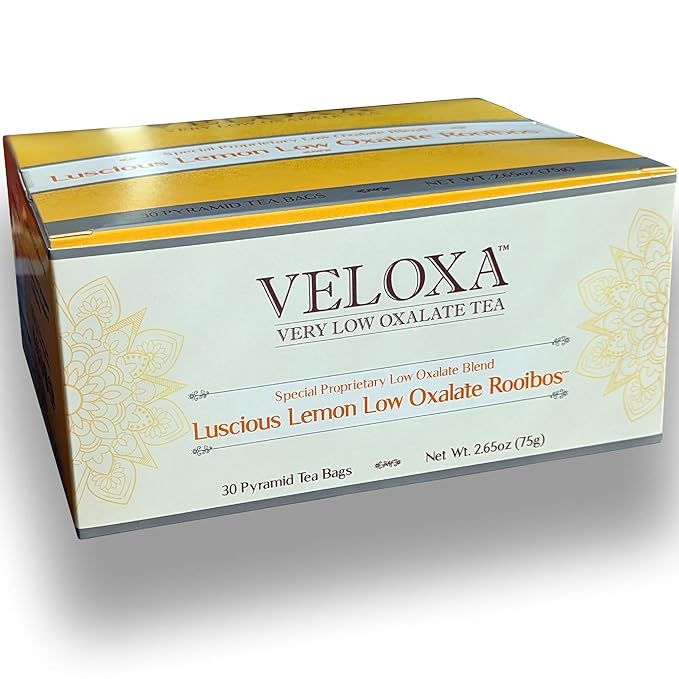 Veloxa™ Very Low Oxalate Tea (30 Pyramid Tea Bags, Luscious Lemon Low Oxalate Rooibos)