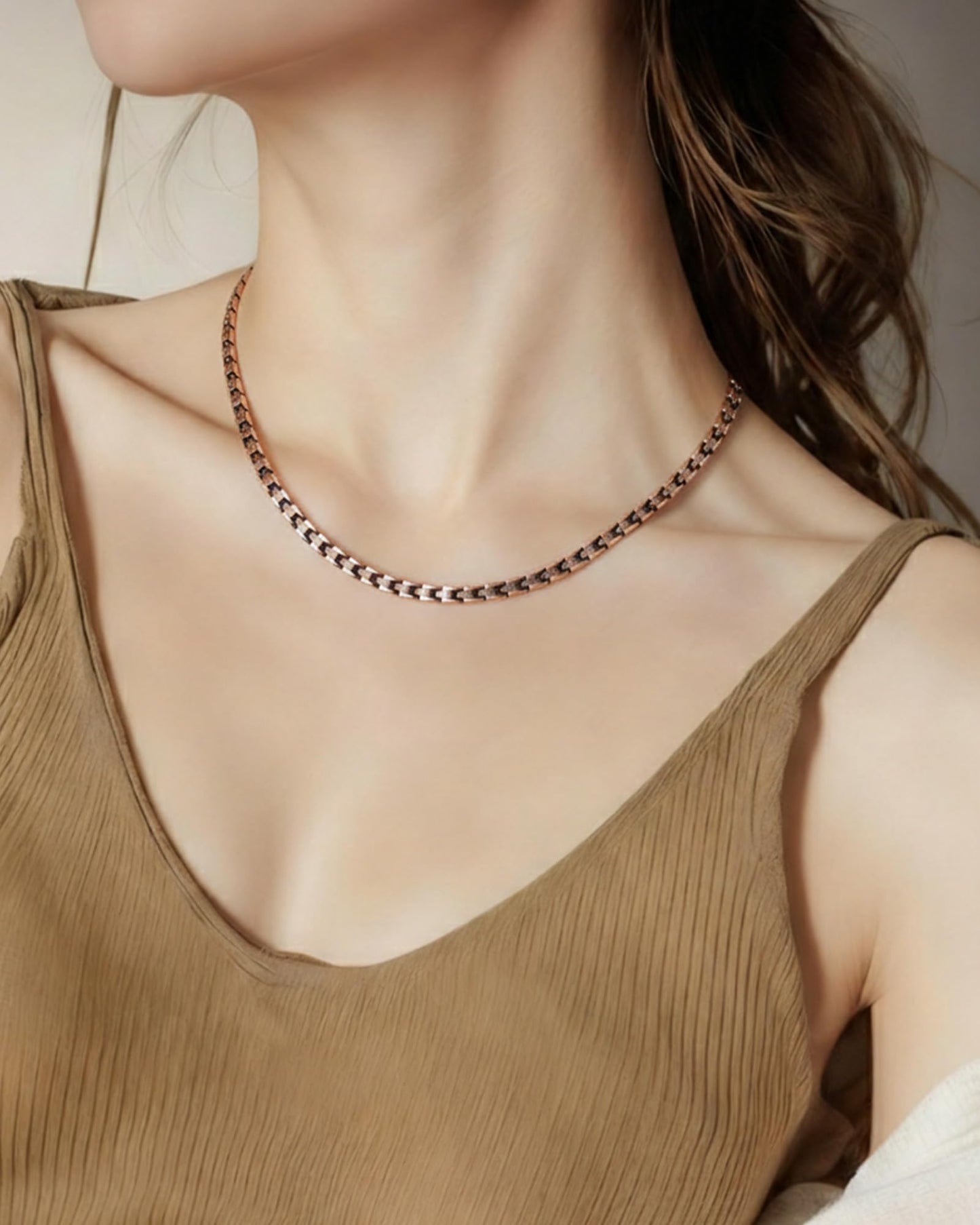 Fashtour Copper Necklace for Men Women, 99.99% Pure Copper Magnetic Chains Necklace with 3500 Gauss Ultra Strength Neodymium Magnets, Adjustable Jewelry Gift with Sizing Tool (Copper 029)