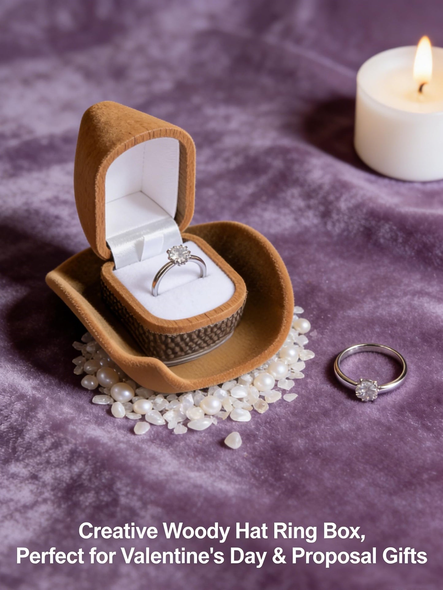 Cowboy Hat Shaped Ring Box, Creative Mini Jewelry Case, Romantic Surprise Proposal Gift Box for Engagement, Valentine's Day & Anniversary, Portable Small Ring Holder