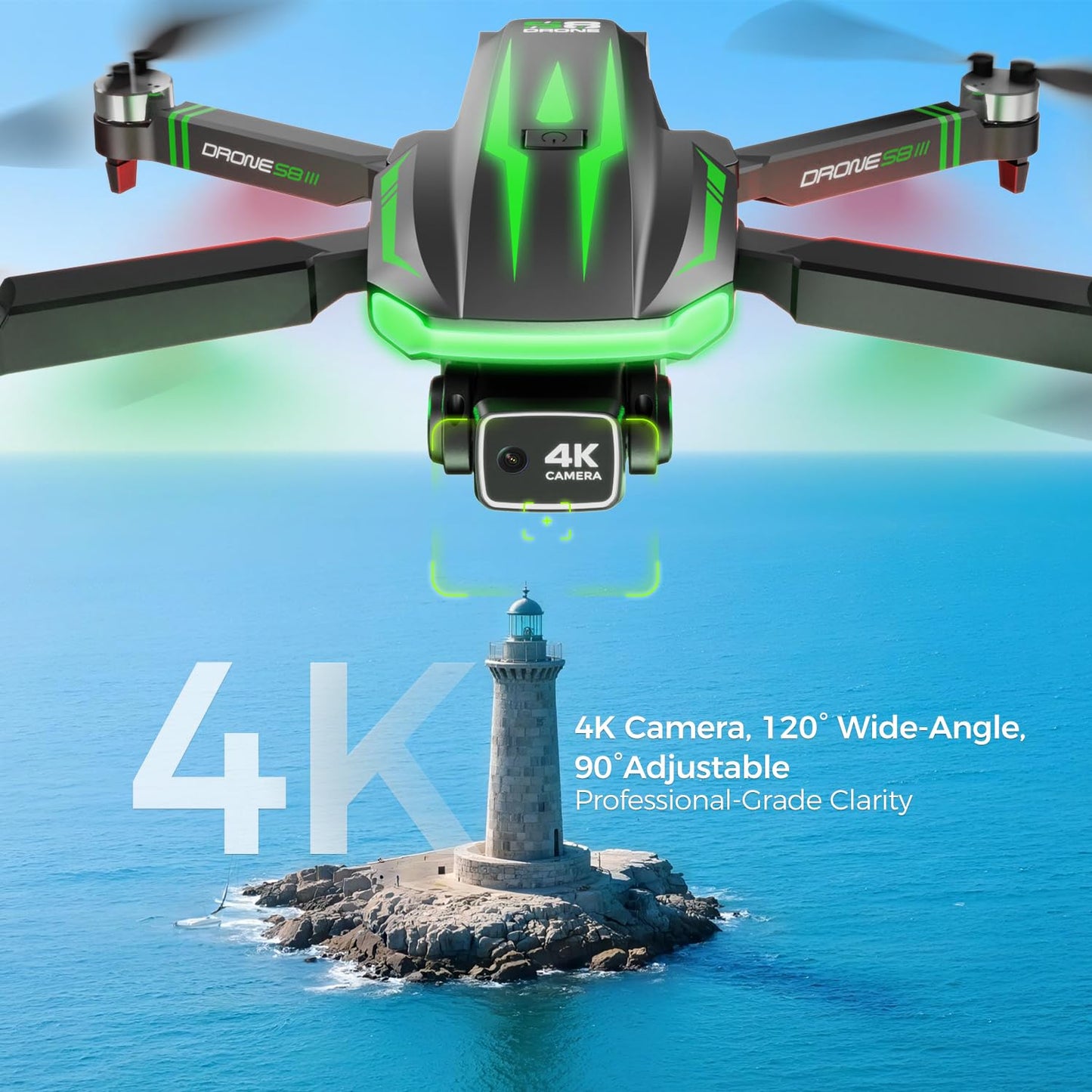 S8 GPS Drones with EIS 4K Camera for Adults kids, 5" Screen on Controller,60 Min Flight Time,Auto Return,Long Range Transmission,Brushless Motor,QuickShots,Foldable and Lightweight Quadcopter with Follow Me,Christmas Toy Birthday Gifts,Under 249g