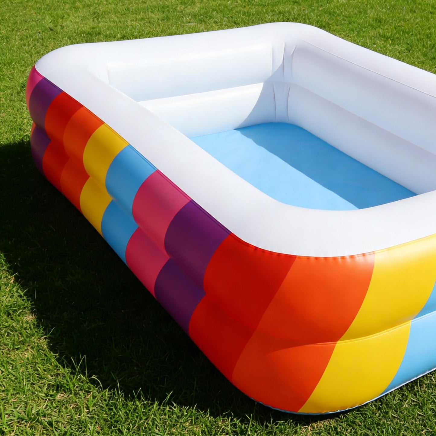CHICLIST Kids Splash Pool Inflatable 74" Rectangular, Large BPA-Free PVC Kiddie Pool with Drain Plug for Ages 3-12