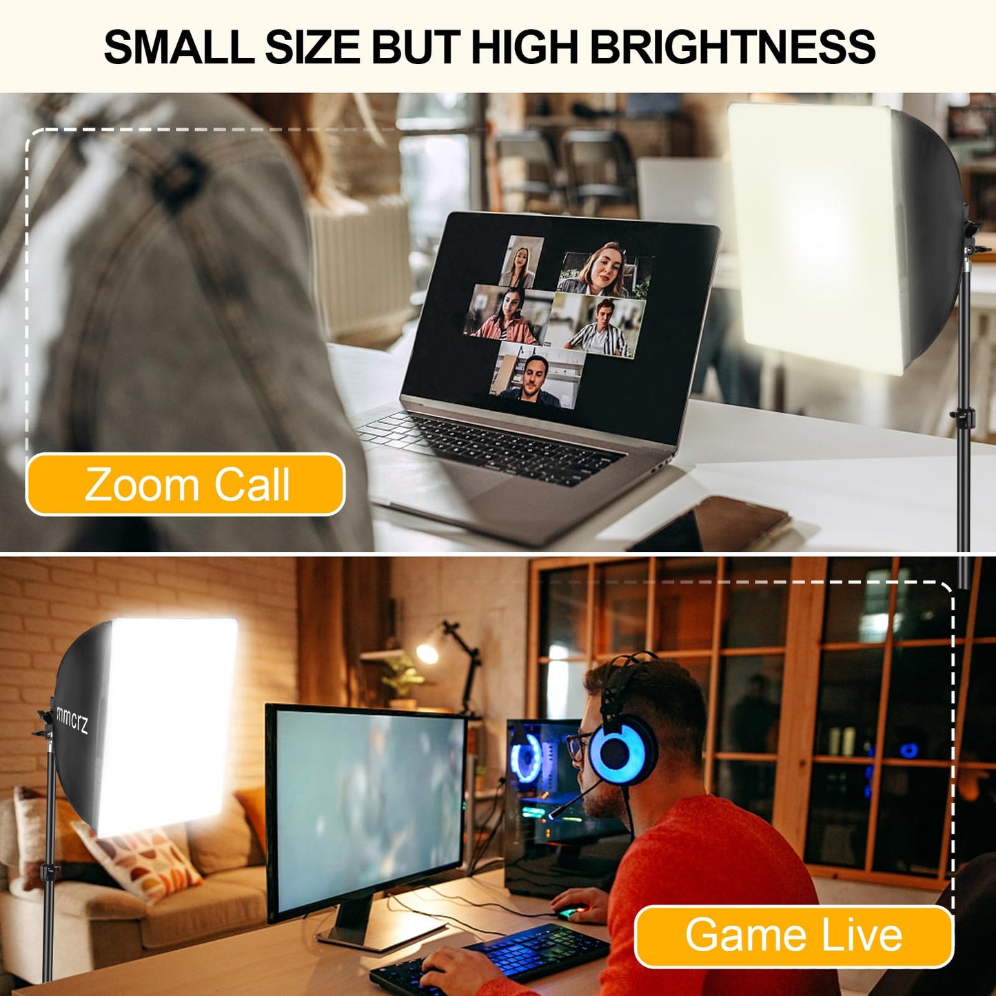 mmcrz 2Pack Professional Softbox Lighting Kit, 16'' x 16'' Studio Lights with 85W 2700-6500K E27 LED Bulbs, Continuous Lighting for Photography/Video Recording/Live Streaming