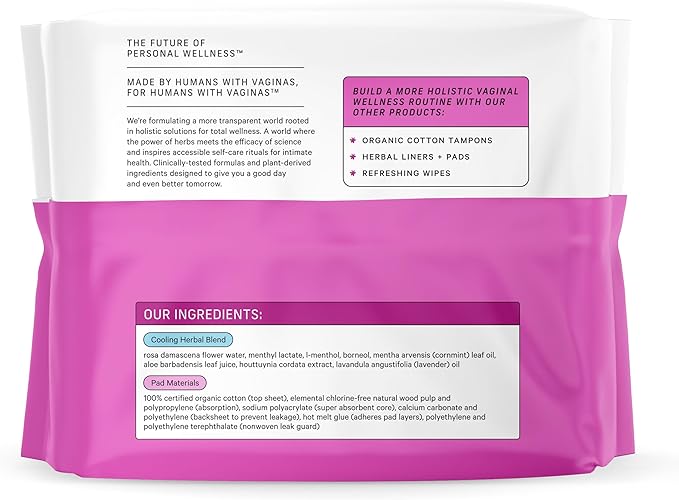 The Honey Pot Company - 80ct - Herbal Sanitary Pads for Women - Regular Flow w/Wings - Infused w/Essential Oils for Cooling Effect & Organic Cotton Cover - Feminine Care - FSA & HSA
