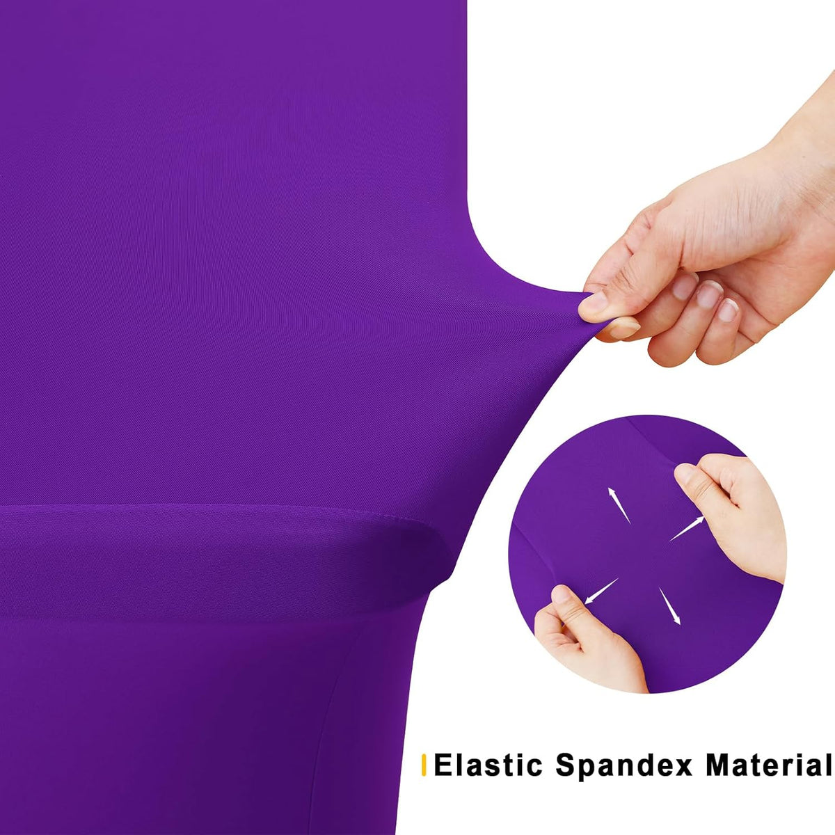 Smiry 2 Pack Spandex Table Cloth 8FT, Elastic Fitted Stretch Tablecloths for Rectangle Tables, Washable Table Cover for Outdoor, Wedding, Banquet & Parties (Purple, 96Lx30Wx30H Inch)