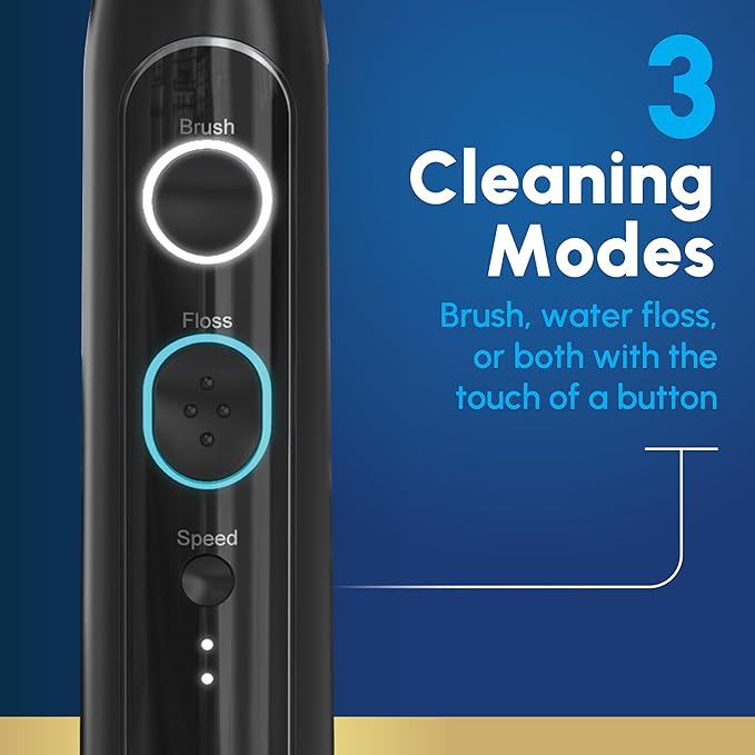 Waterpik Sonic-Fusion 2.0 Professional Flossing Electric Toothbrush with Water Flosser Combo In One, Black SF-04, Packaging May Vary