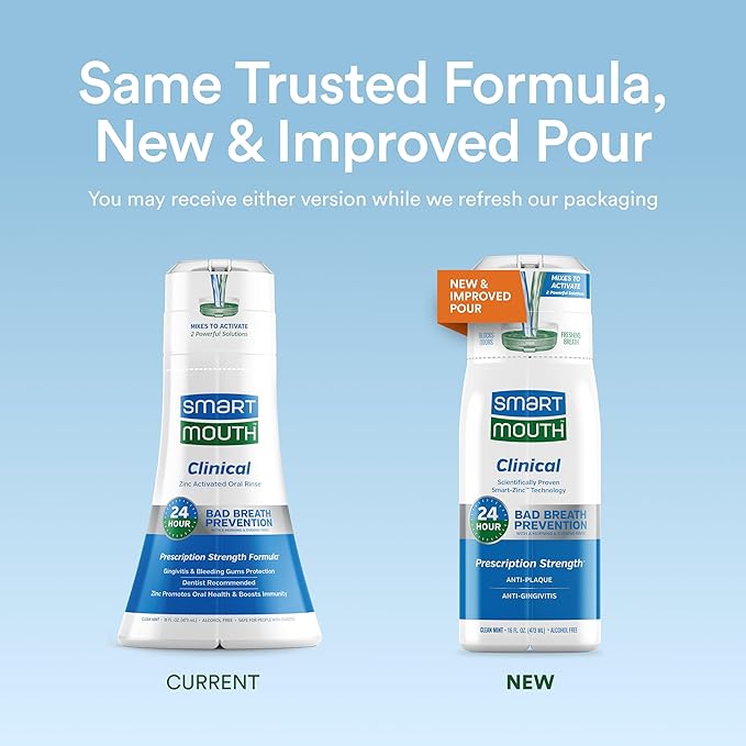 SmartMouth DDS Activated Clinical Mouthwash - Adult Mouthwash for Fresh Breath - for Gum Health, Gingivitis & More - Clean Mint Flavor, 16 fl oz (2 Pack)