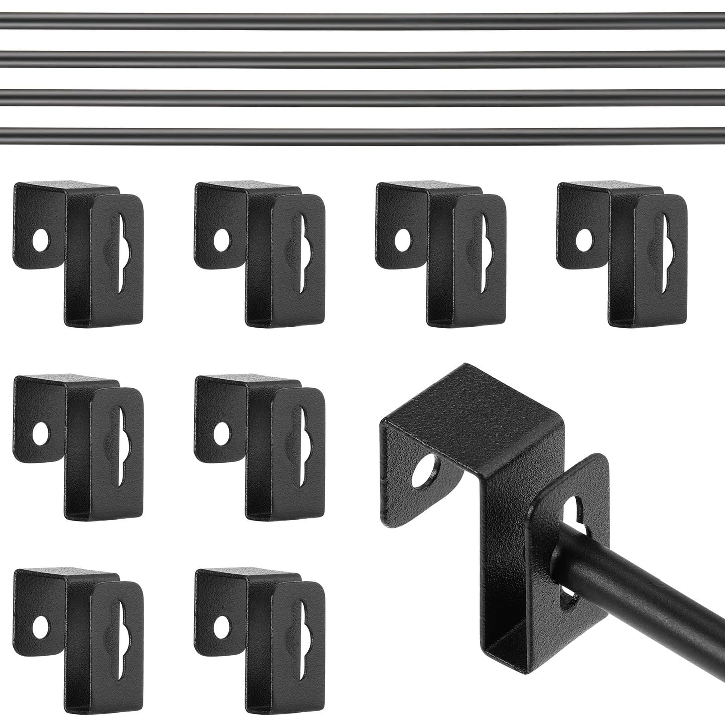 Trandraft 4 Set 12 Pcs Black Metal Hanging File Bracket Clips 8 Hanging Rail Clip 4 File Cabinet Rails Fits 1/2 Drawer Side Document Folder Frame Document Hangers for Cabinets Storage