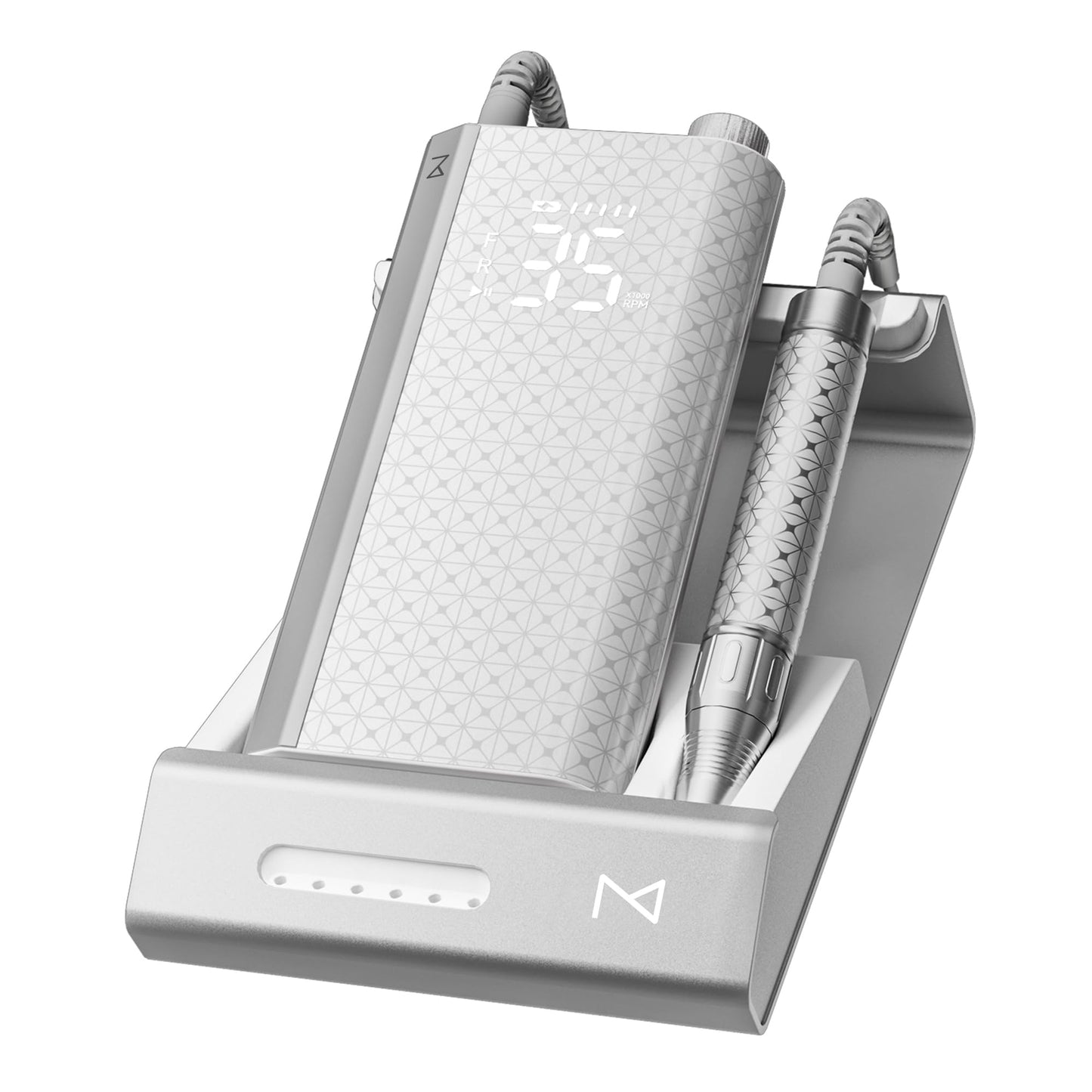 M Pro Spin Nail Drill 60W Brushless Motor 35,000 RPM, Cordless Rechargeable Electric Nail File, Professional E File Machine for Acrylic Gel Nails, Low Noise Portable Salon Use – White