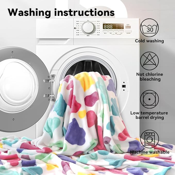 Twin Size Fleece Blanket 60x80 - Lightweight Soft Colorful Rainbow Throw for Bed, Couch & Travel,Girls Bedding Gifts