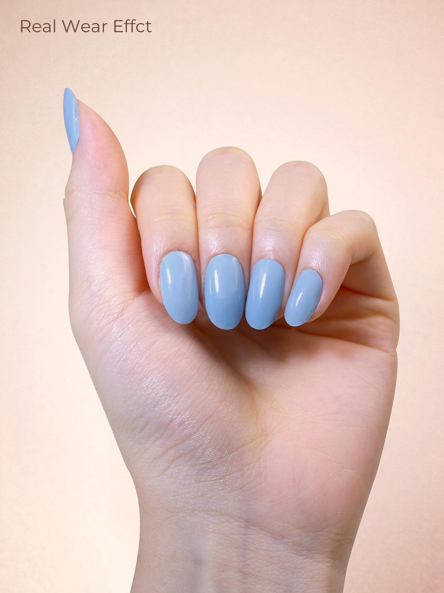 Beaolata Real Gel Nail Strips (No UV Light Needed) - 44Pcs Salon Quality Nail Stickers - Long Lasting Polish Wraps for Women, Easy Apply & Remove (Lily Blue)