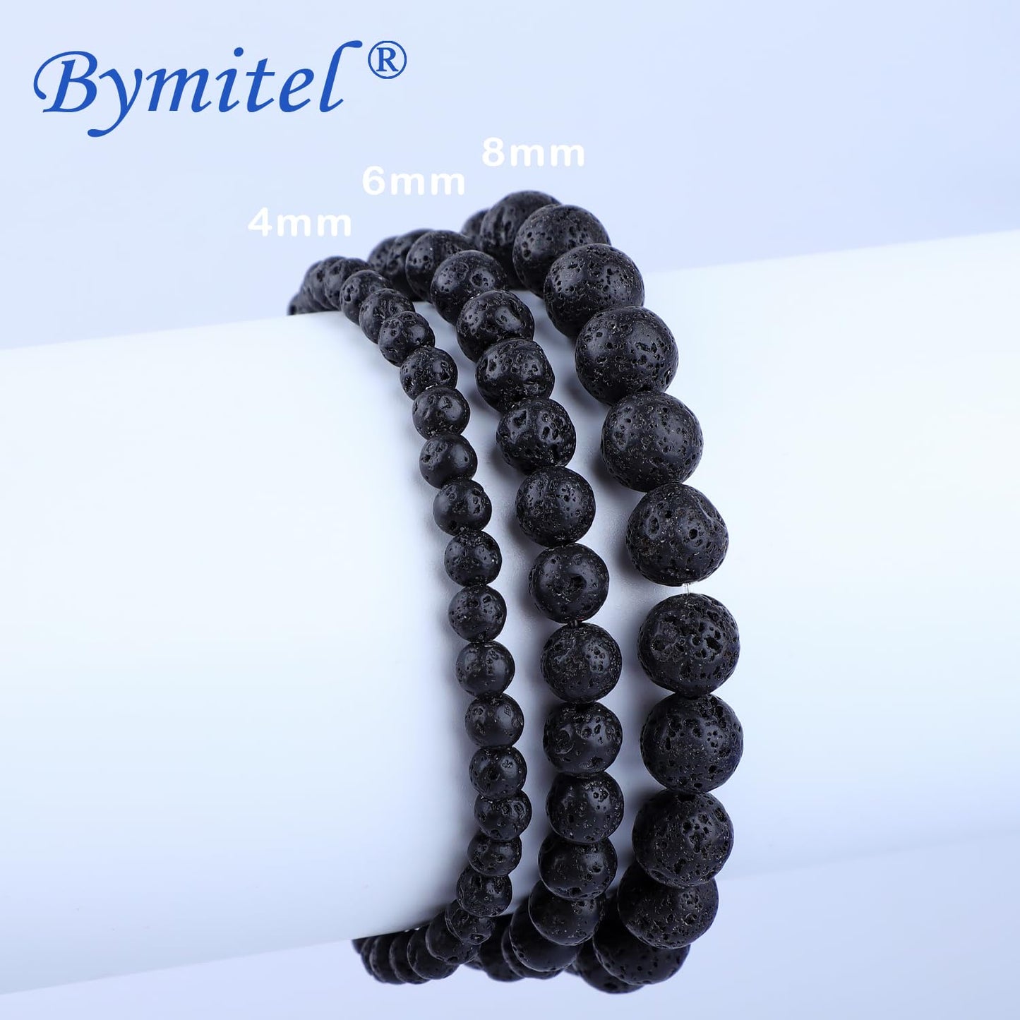 Bymitel 4mm Black Lava - Handmade Reiki Gemstone Stretch Bracelet, Natural Beauty & Spiritual Essence, Crystal Healing for Unisex Adults