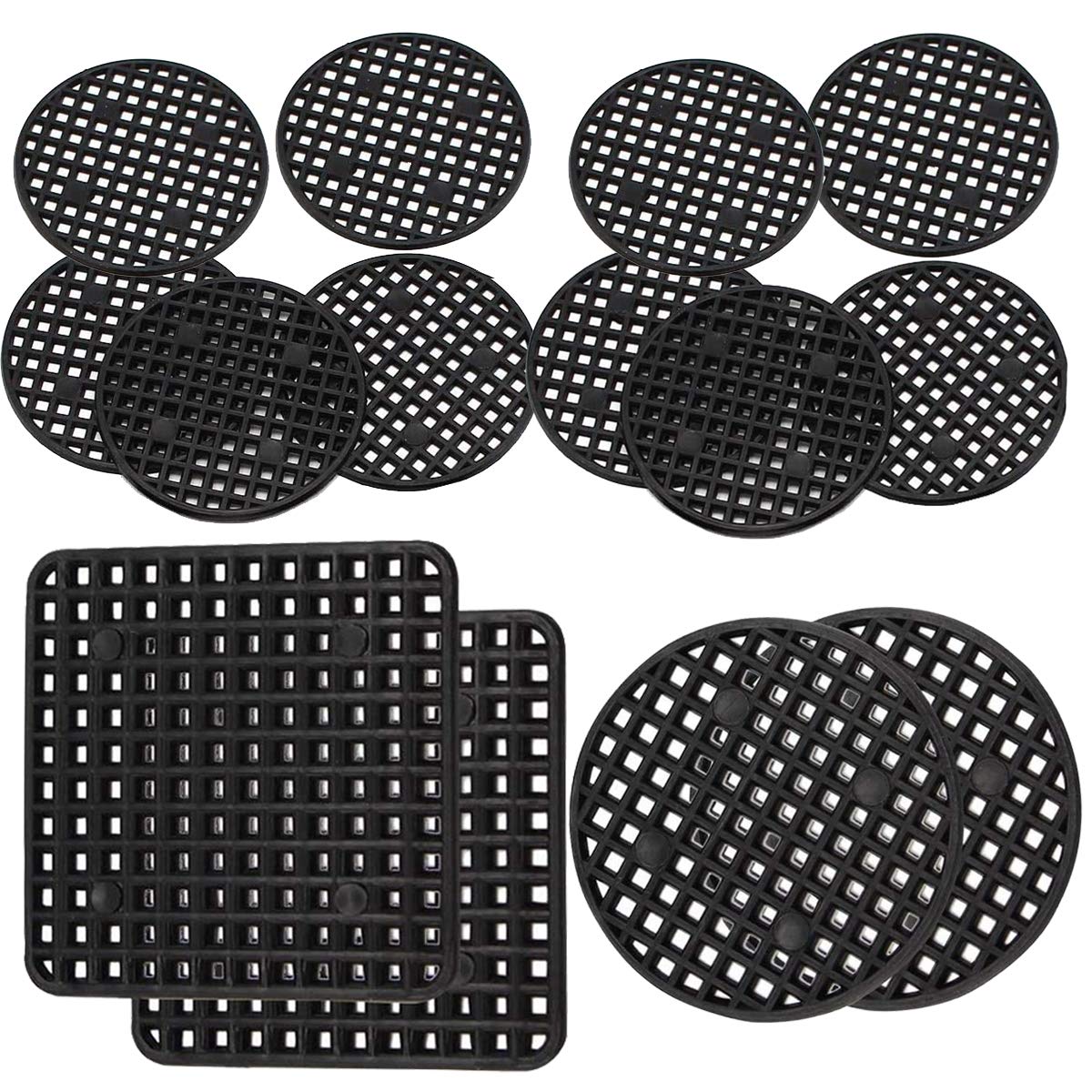 100 Pcs Plant Pot Hole Mesh Pads,Round & Square Flower Pot Drainage Covers,Bonsai Bottom Grid Mat,Prevent Soil Loss, Durable Reusable,Breathable,3 Sizes (50PCS 1.8", 30PCS 2.16", 20PCS 2.9")