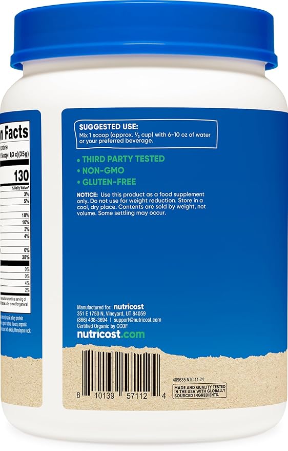 Nutricost Organic Whey Protein Concentrate, Chocolate Peanut Butter Flavored, (1LB) - Gluten-Free, Non-GMO