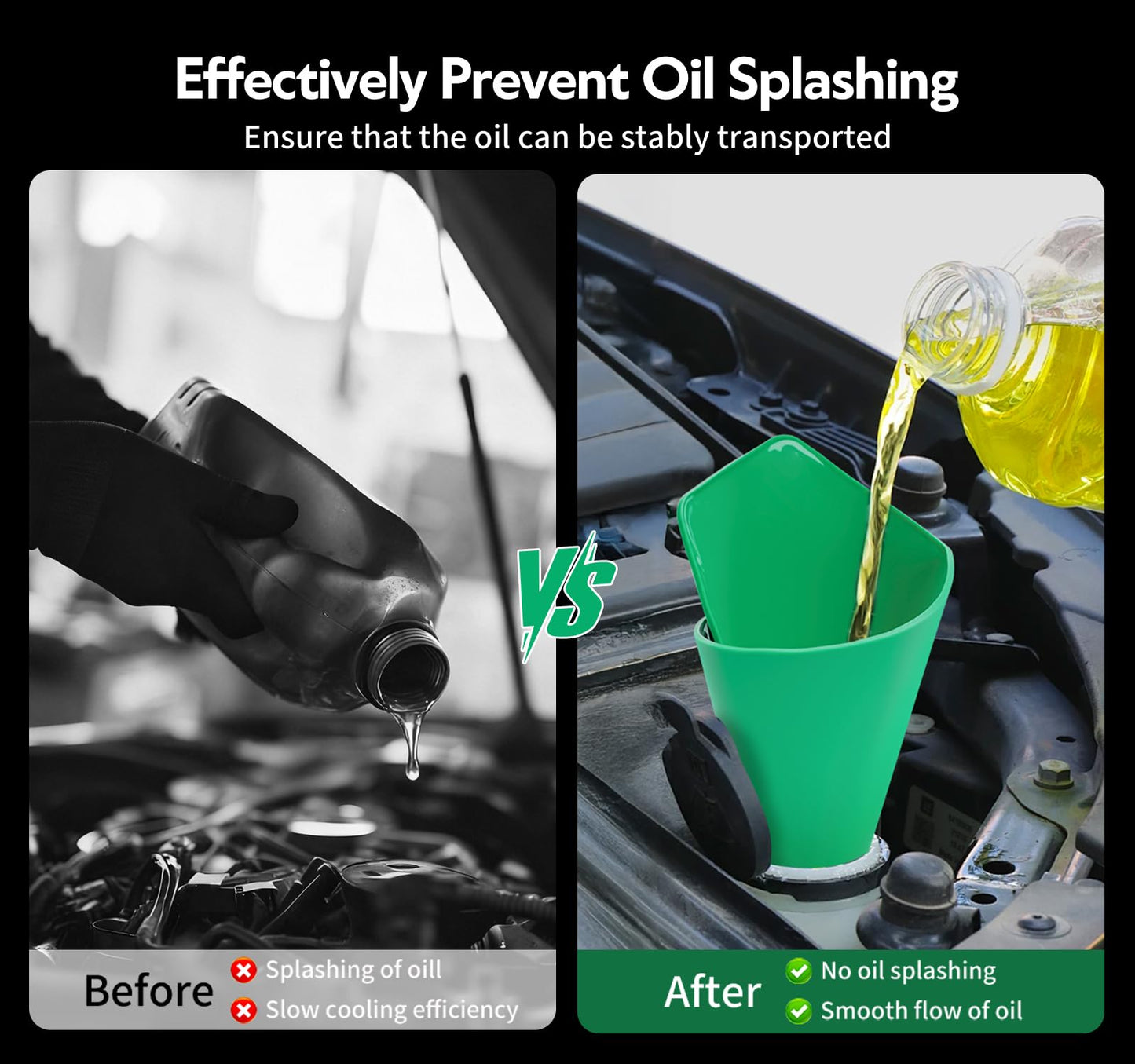 3PCS Reusable Flexible Oil Drain Funnel Form a Foldable Flex Funnel for Car Motorcycle Automotive Use Oil Change Spill-Free Filling Draining Tools Easy to Store and Clean
