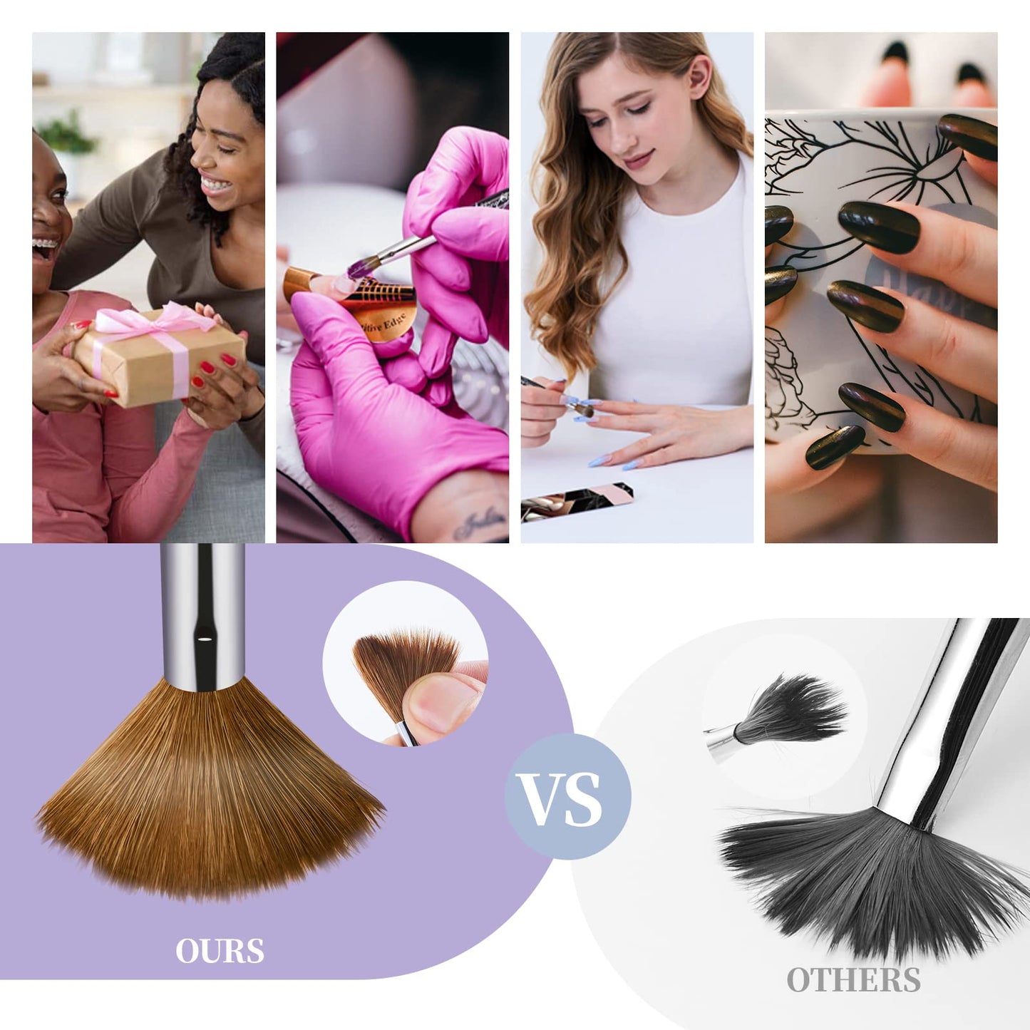 Shine Chance Acrylic Nail Art Brush Size 10, 100% Pure Kolinsky Hair Oval for Application, Professional Extension Manicure Tool Striping Drawing Pen DIY Home Salon, Black, 1.0 Count