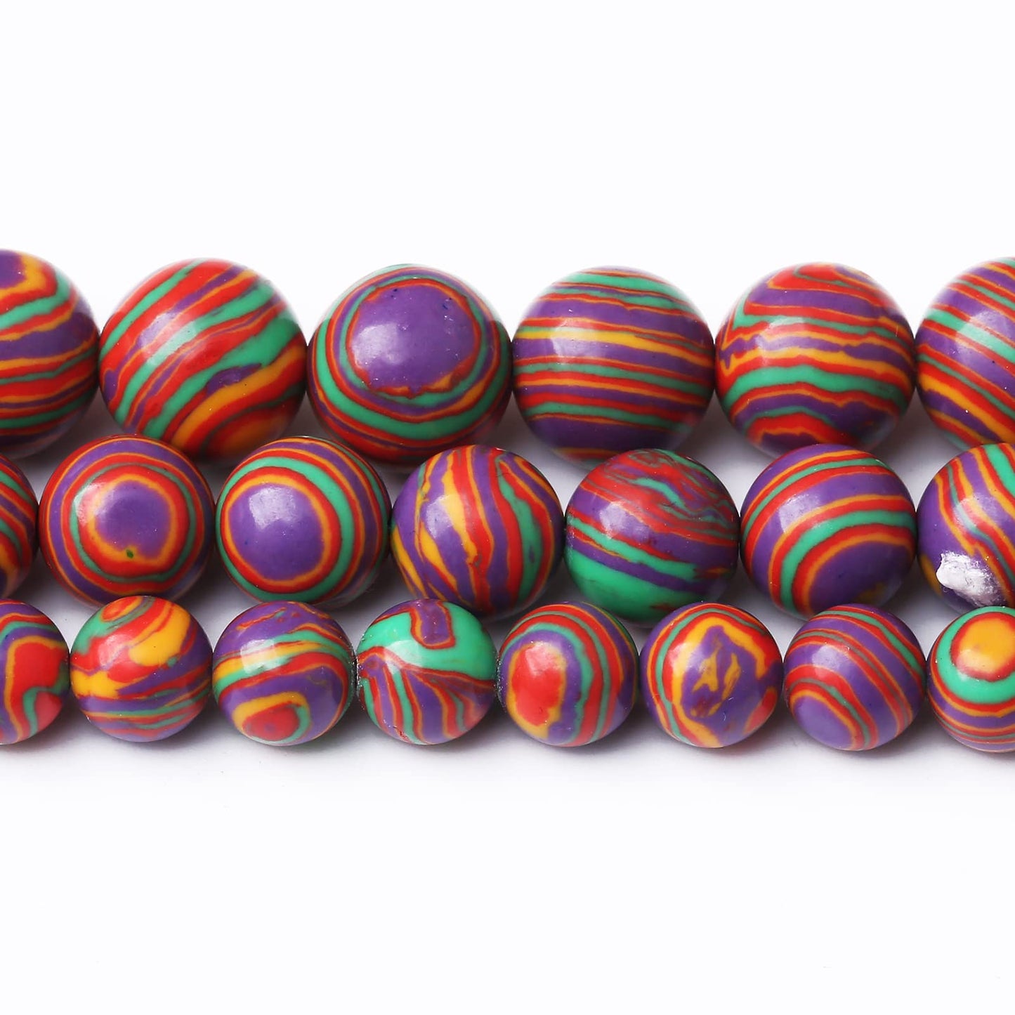 45PCS 8MM Beads Colorful Malachite Beads Round Loose Beads Natural Gem Beads for Jewelry Making 15"