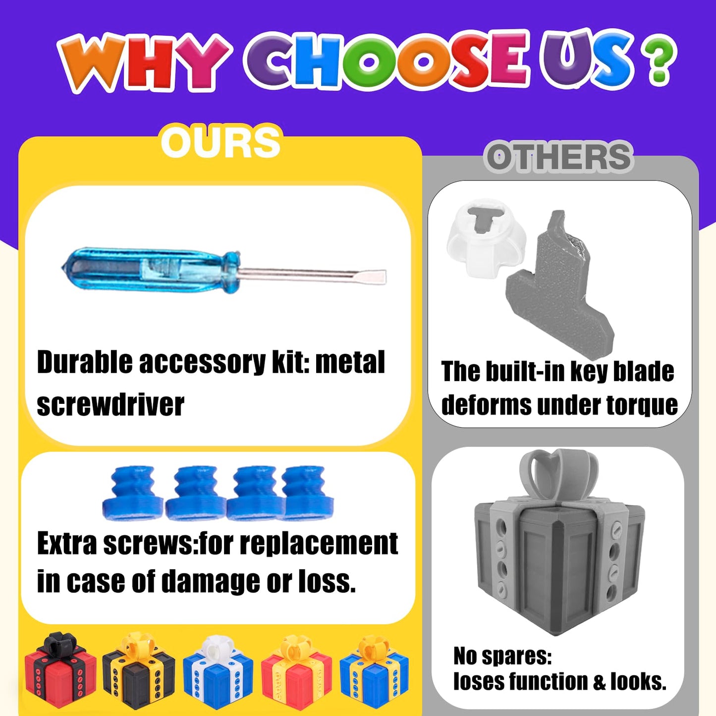 EXQDYNM Annoying Gift Box with Screws, Take Apart Puzzle Surprise Prank Christmas Funny Hilarious Money Card Container, Novelty Box (8cm*8cm)