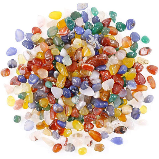 1 Lb (460 g) Colorful Agate Stones Decorative Rocks Irregular Gemstone Natural Crystal Pebbles Crushed Quartz Pieces for Jewelry Making/Handwork Craft/Home Decoration