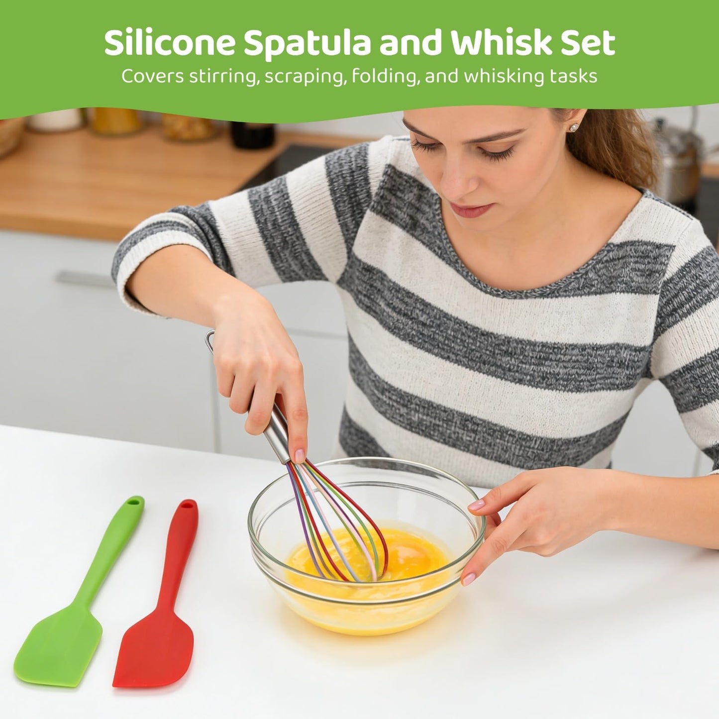 24 PCS Silicone Spatula and Whisk Set, 8 in Colorful Mini Silicone Spatulas and Whisks, Non Stick Flexible Kitchen Mixing Tools for Baking Cooking Party Supplies