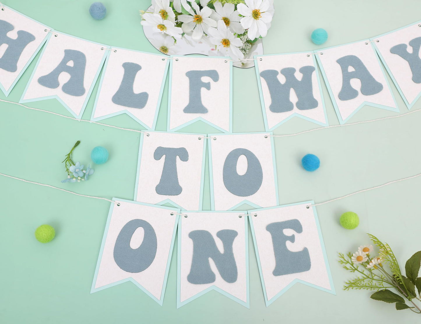 Half Way To One Banner- Neutral 6 Months Birthday Backdrop, Baby Half Cake Smash Photo Props, Birthday Party Decorations