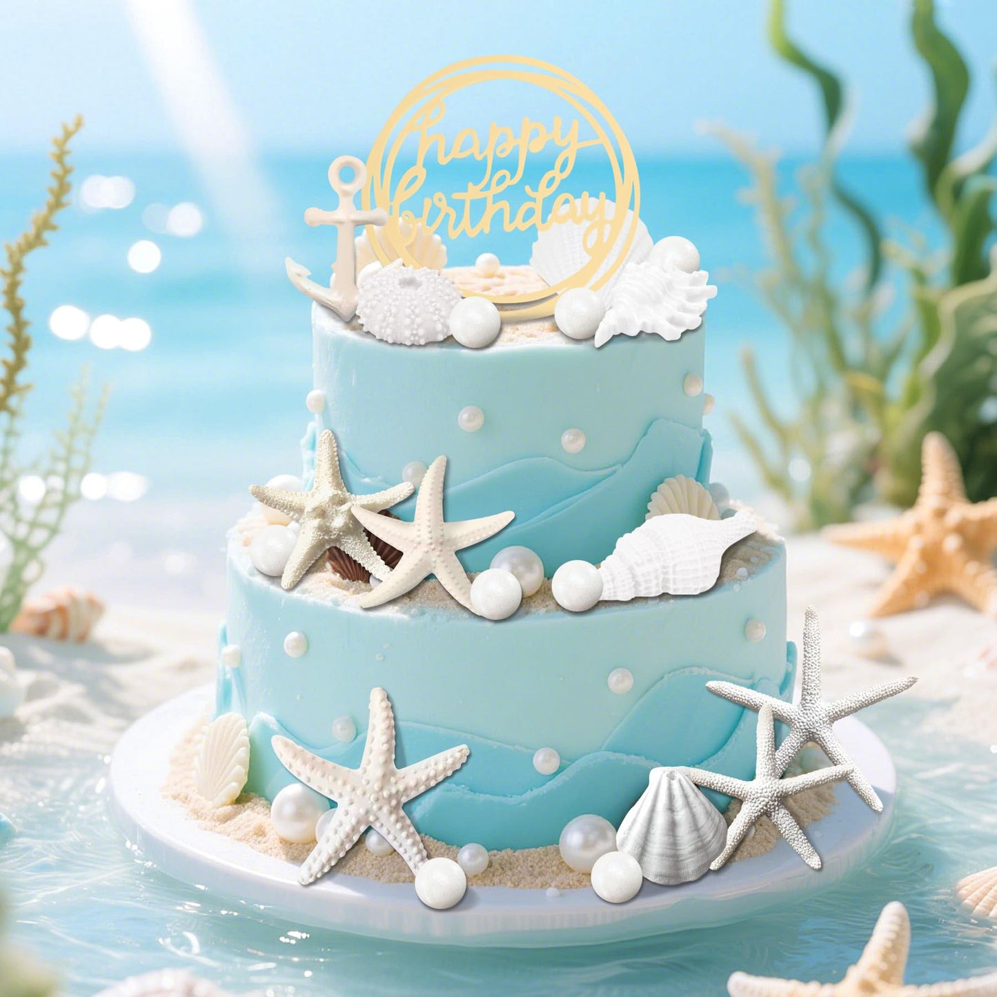 Beach Cake Topper Shells Cake Toppers Starfish Conch Cake Toppers