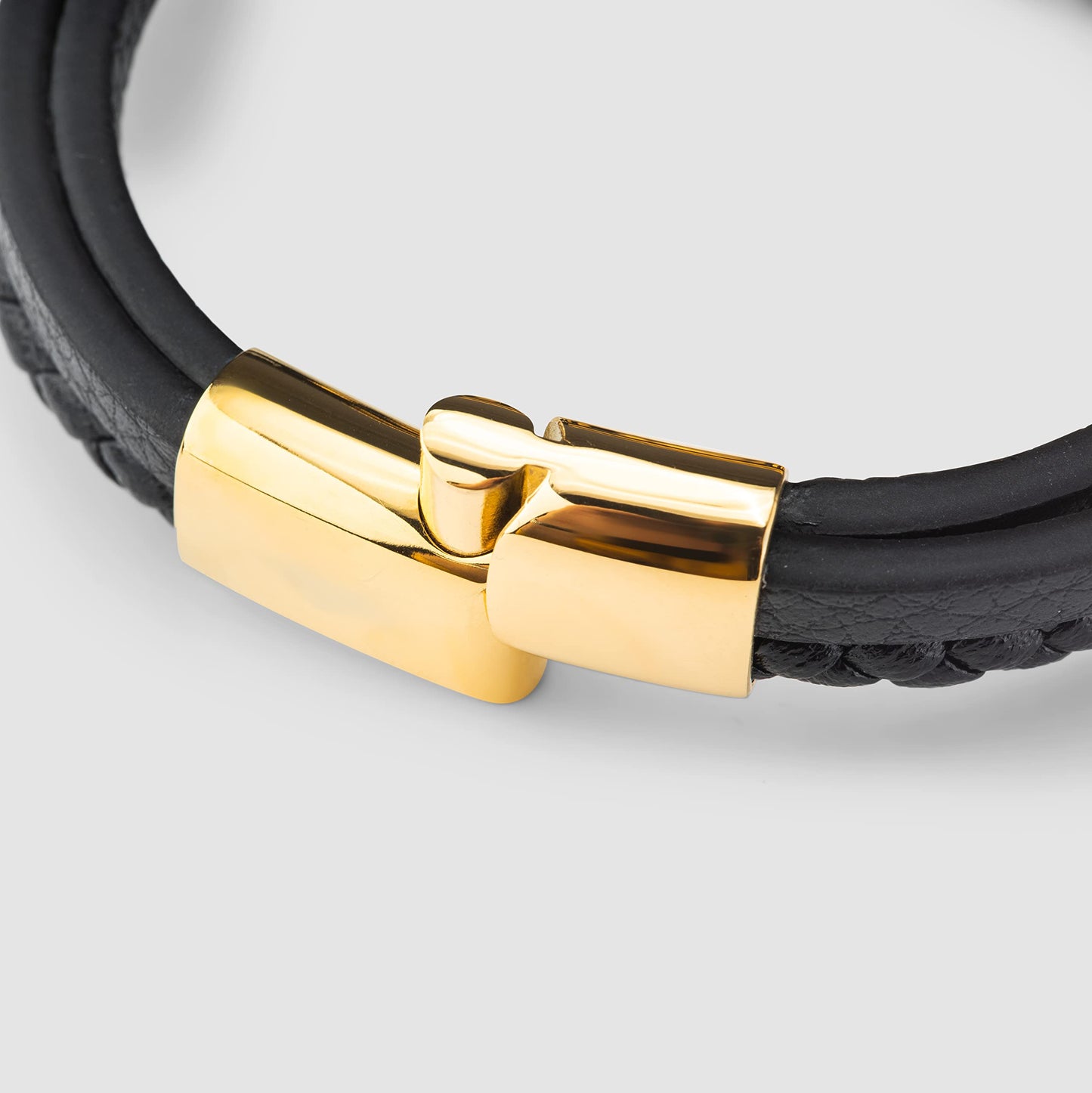 SERASAR Gold Bracelets for Men 17cm Bracelet Gift Box Genuine Leather Cowhide Braided Adjust Able Magnetic Clasp Multi Layer Wrap Rope Man Mans Male Band Jewelry Magnet Accessories