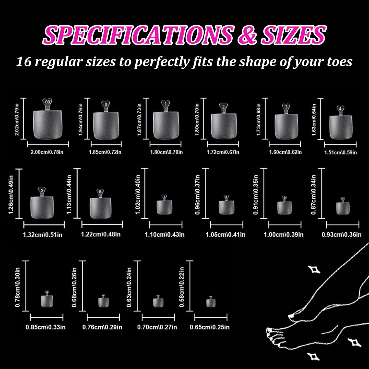 Lsnisni Square Shape False Toe Nails Tips, 320 Pcs Gel X Toe Nail Tips, Full Cover Long Wider Toe Nail Tips Toe Press on Nails for Women or Girls to Diy Nails 16 Sizes for Your Choice