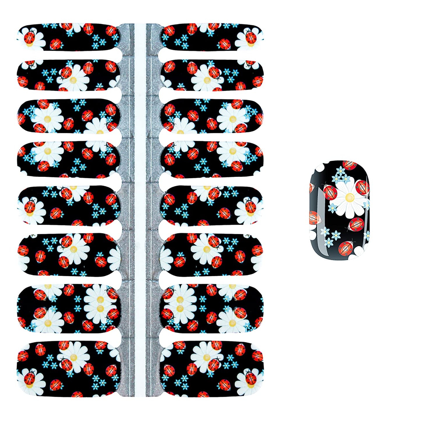 SILPECWEE 5 Sheets Flower Nail Polish Strips Self Adhesive Nail Stickers Full Nail Wraps Nail Art Accessories Nail Strips for Women with 1pc Nail File