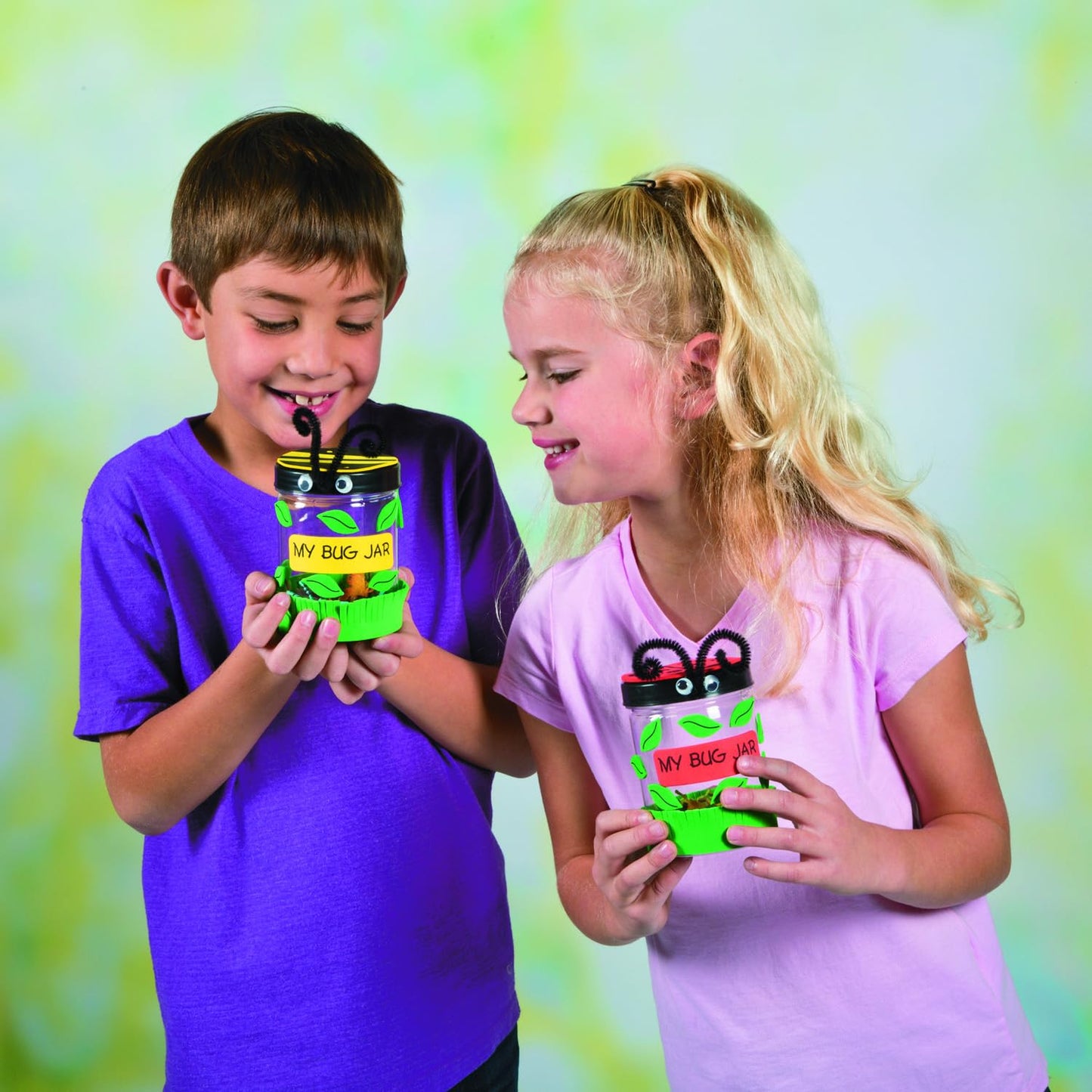 Fun Express Plastic Bug Jar Craft Kit - Makes 12 Lightning Bug & Firefly Jars for Kids | VBS Vacation Bible School Supplies & Spring Activities | Educational Nature Exploration & Backyard Fun