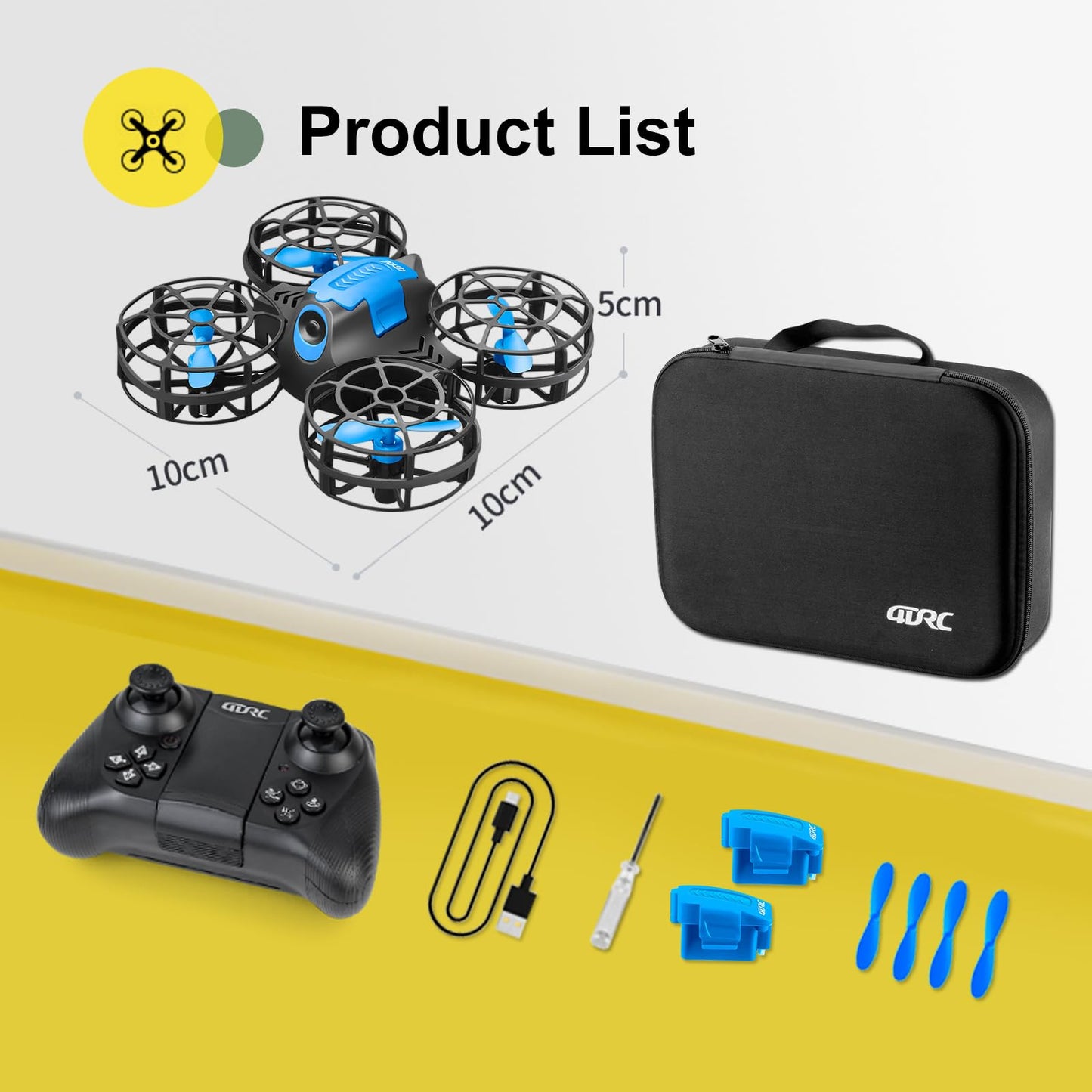 4DRC V18 Mini Drone with 2 Control Methods for Kids Beginners, 3D Flips, Lights, Headless Mode, 3 Speeds Adjustable, Auto Hover, Altitude Hold, 2 Batteries, RC Quadcopter Drones Fly Gift Toy for Boys