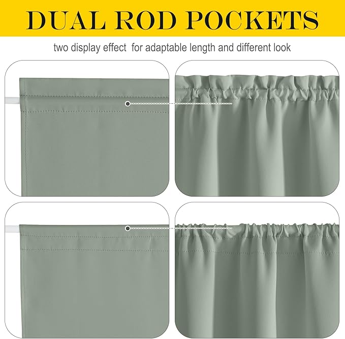 NICETOWN Blackout Side Door Curtains, Front Door Curtains for Small Window, Privacy Shades for Sidelight, Thermal Insulated Window Covering for Christmas, Greyish Green, 1 Panel, W12 X L40