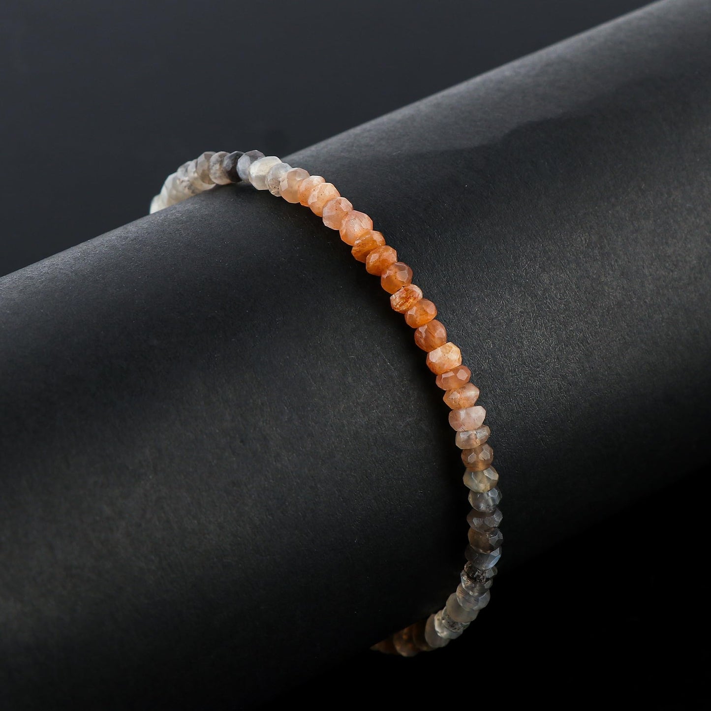 CRYSTALINES Natural Moonstone Dainty Bracelets, Multi Shaded Gemstones Beads, June Birthstone, Chakra Healing Crystals, Handmade Bracelet, Women Jewelry, Silver Chain, A Grade, 8"
