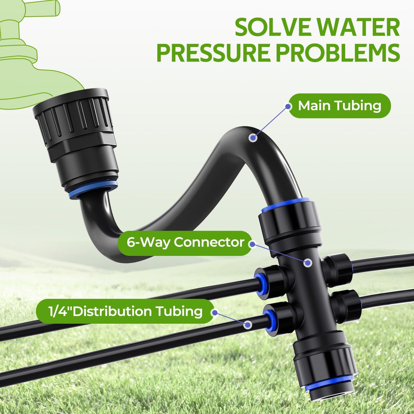 HIRALIY 50FT Drip Irrigation Kit with Garden Water Timer-2 Zone, Automatic Garden Watering System for Raised Bed, Quick Connect Design, Irrigation System for Plant Patio