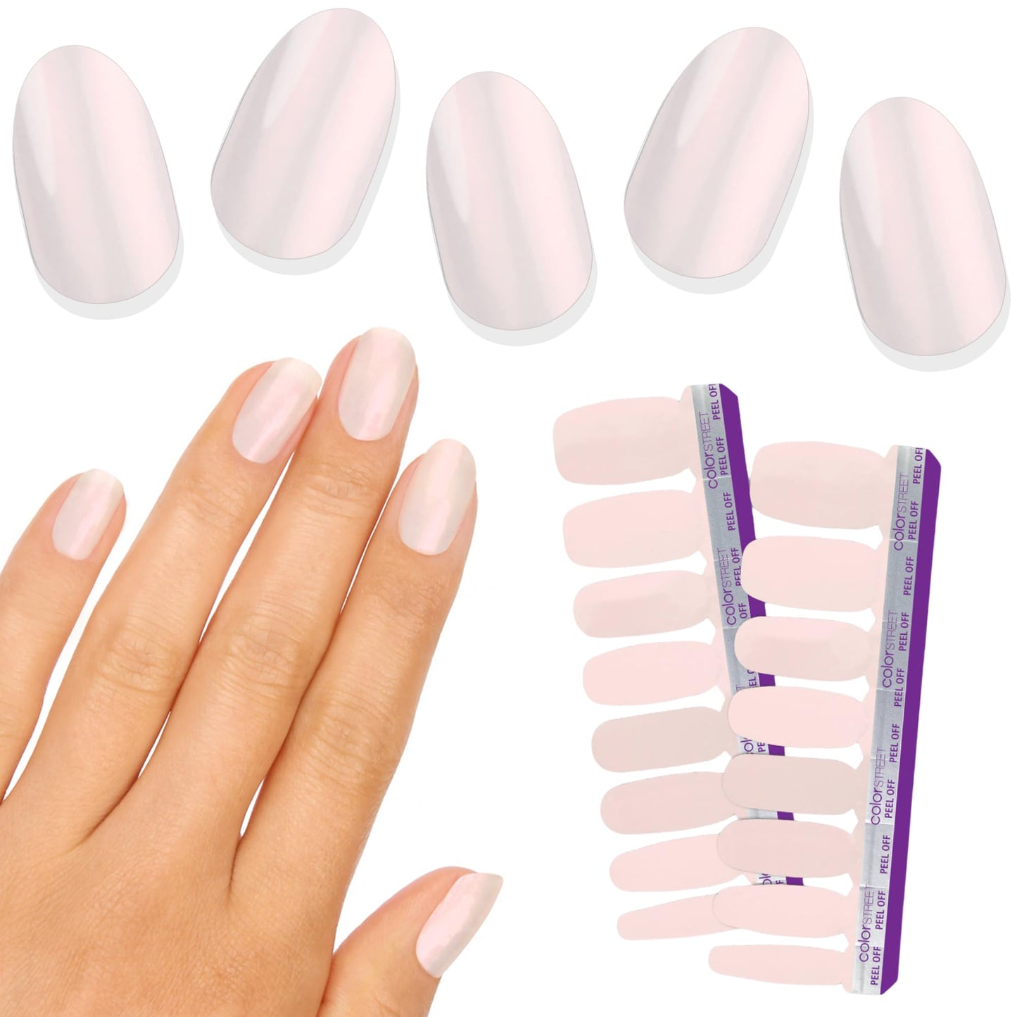 Color Street Glazed Over Nail Strips - Shimmery White with Pink Flash - Shimmer Finish - 16 Double-Ended Nail Strips - Easy Application, No Drying Time Long-Lasting Manicure - Ideal for Any Occasion.