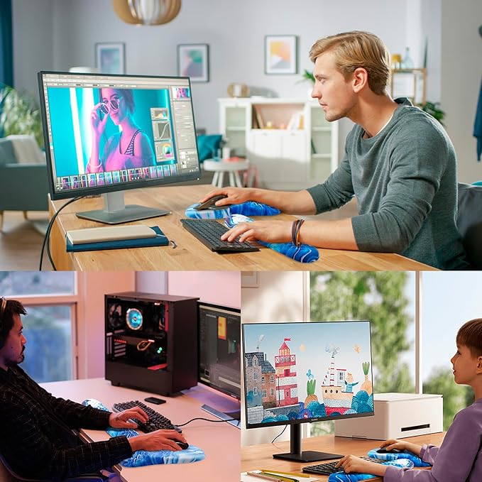 Mouse Pad Wrist Support, Laokiiy 2 in1 Keyboard Wrist Rest+ Ergonomic Mouse Pad, Non-Slip Wrist Rest for Computer Keyboard, Made Easy Typing & Relieve Wrist Pain Ocean Blue