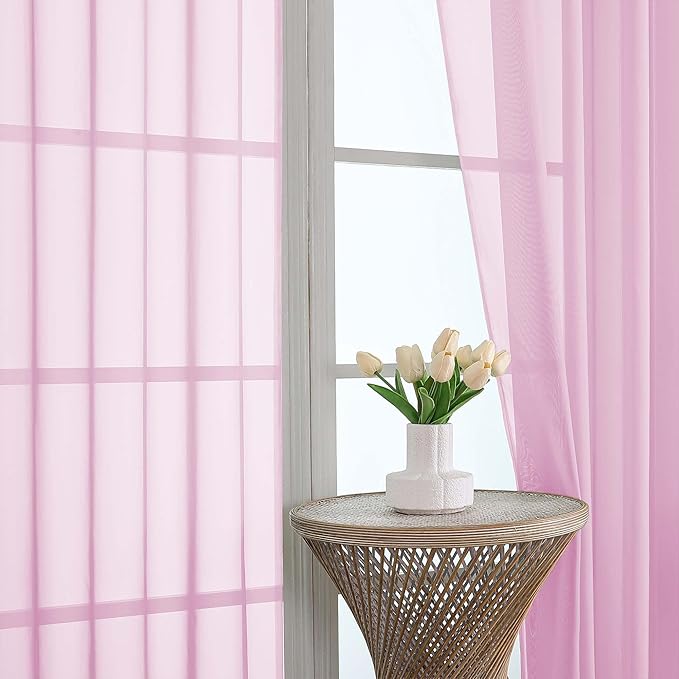 OVZME Light Pink Bedroom Curtains 2 Panel Sets 90 Inch Length, 59 Inch Extra Wide Light Filtering Light Weight Soft Window Treatment Panels for Study Room Living Room Guest Room, 59Wx90L Inches